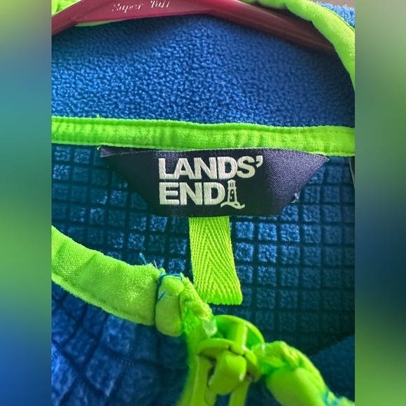 Lands’ End Men’s XL Fleece Full-Zip Jacket Blue Green Trim Outdoor Warm - Picture 4 of 7